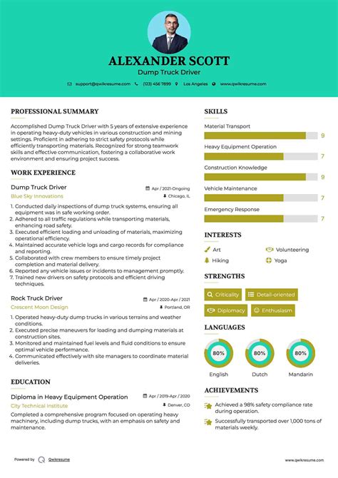 10+ Rock Truck Driver Resume Samples & Templates for 2025