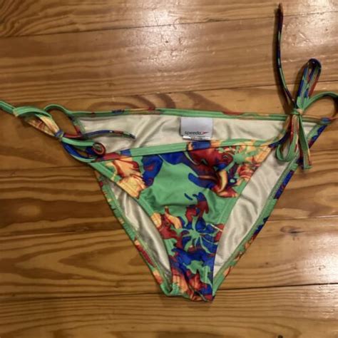 Speedo String Floral Bikini Side Ties Medium Womens Ebay