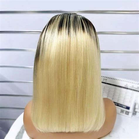 Ombre Blonde Wig Black Roots High Quality And Density