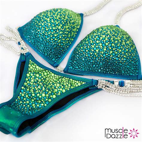 Blue Green Crystal Competition Bikini Suit CB215 Etsy Australia