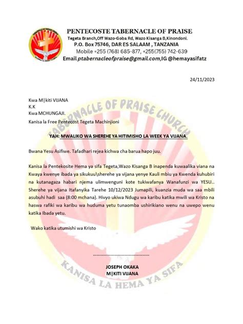 Barua Ya Mwaliko Pdf