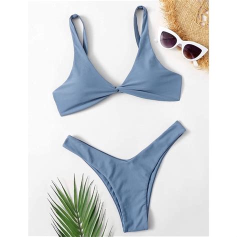 Swim Twist Front High Cut Thong Two Piece Bikini Poshmark