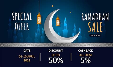 Premium Vector Ramadan Kareem Sale Banner With Lanterns And Crescent