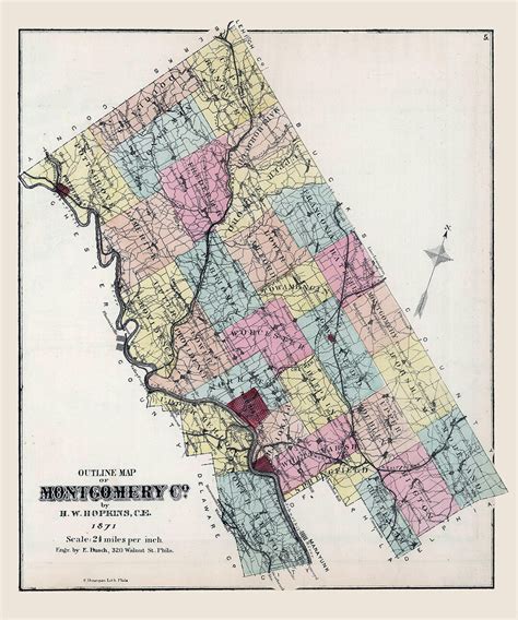 1871 Map of Montgomery County Pennsylvania - Etsy