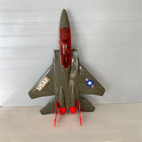 Vtg GAY TOYS Inc F X Fighter Jet Plastic Olive Green US Air Force Military Aircraft