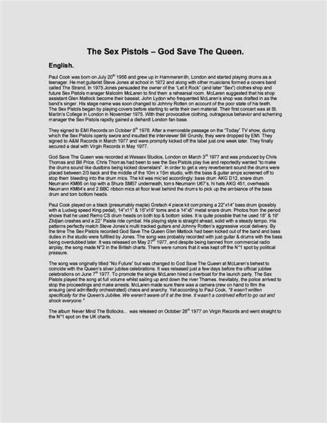 Sex Pistols God save the queen Partituras para Batería