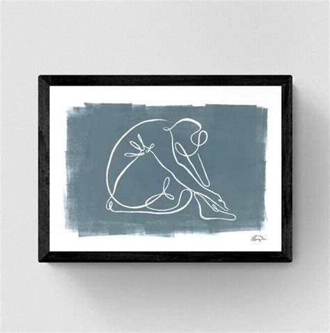 Nude Woman Line Art Line Drawing Print Yoga Artwork Abstract One Line Sketch Minimalist