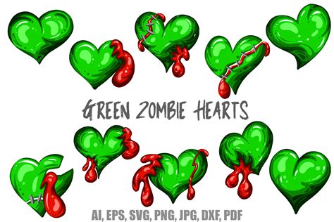 Green Zombie Hearts Halloween Valentines Graphic By Squeebcreative