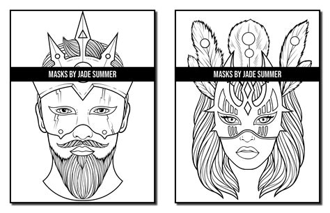 Halloween Coloring Pages: Masks Adult Coloring Book by Jade - Etsy