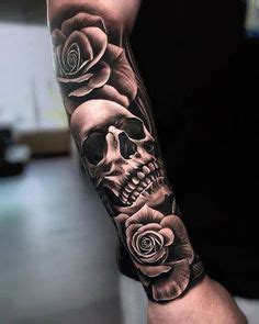 Skull With Roses Tattoo Design