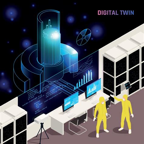 Digital Twin Technology Isometric Composition 4661218 Vector Art at