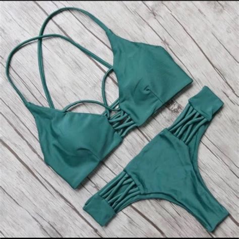 Swim New Strappy Caged Cheeky Bikini Set Poshmark