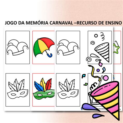 Jogo Do Carnaval - Jogo da memória carnaval-Recurso de ensino - Clécia Teixeira