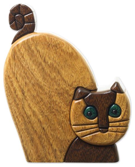 Novica Whimsical Cat And Ishpingo Wood Statuette Contemporary