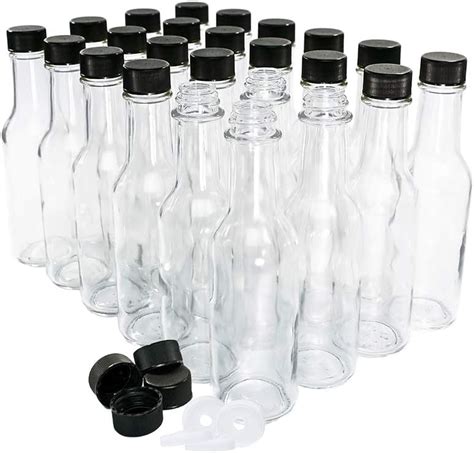 Pack Oz Clear Glass Hot Sauce Bottle With Black Cap Shrink Band And Orifice Reducer