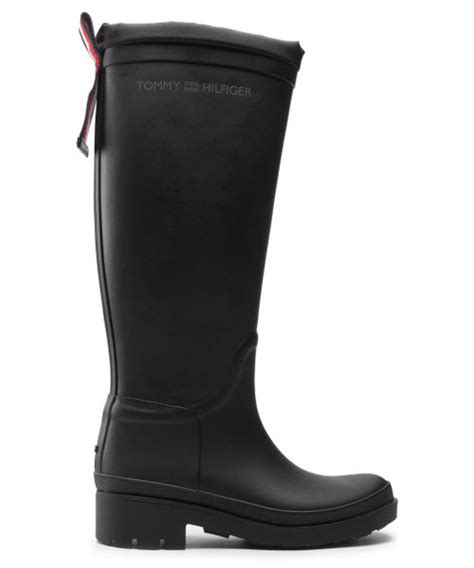 Tommy Hilfiger Kalosze Th Overknee Rainboot Monogram FW0FW06868 Black