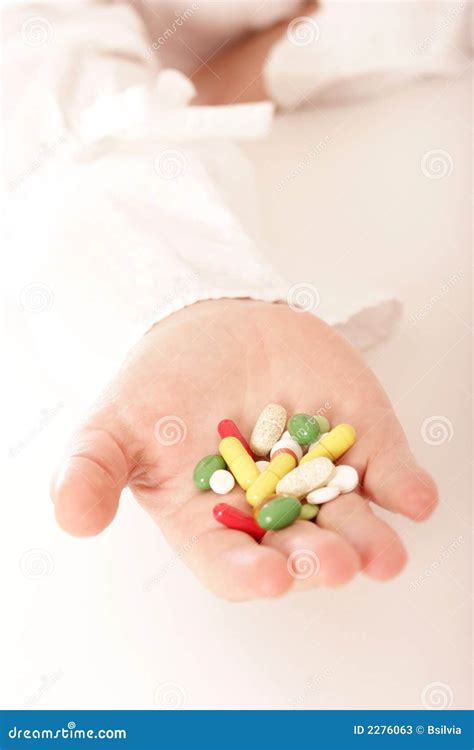 Hand Full Of Pills Stock Image Image Of Colorful Medicament 2276063
