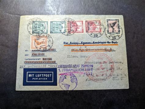 Germany Lz Graf Zeppelin Airmail Cover Berlin To Rio De