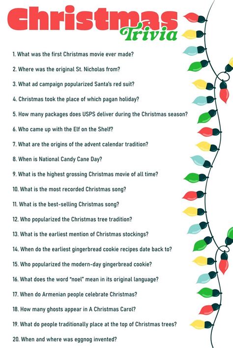 Printable Christmas Party Games Trivia Questions Christmas Trivia