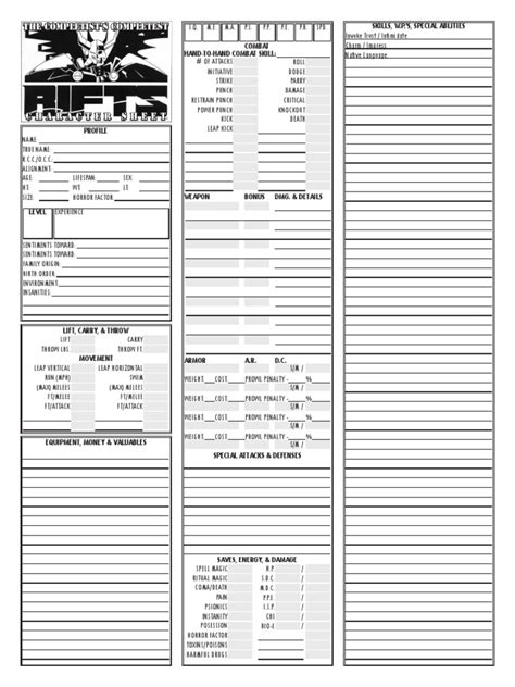 The Completist S Complete Rifts Character Sheet By Hrsegovia Ddfy9oj