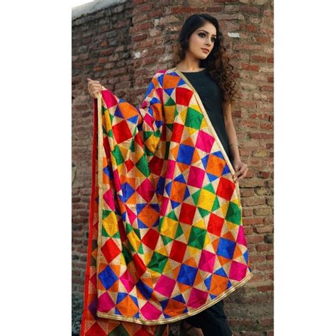 Red 2 5M Phulkari Dupatta Embroidery At Rs 650 Piece In Amritsar ID