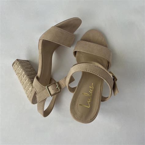 Lulus Woven Straw Nude Heels Size Womens Depop