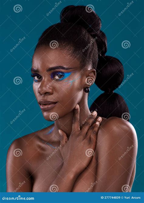 Portrait, Makeup and Hair Care with an African Woman in Studio on a