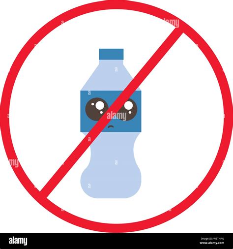 No Plastic Bottles Sign Illustration Vector On White Background Stock