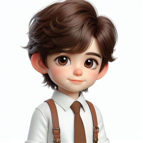 3d Render Of A Little Boy With Suspenders And Brown Hair Premium Ai Generated Image