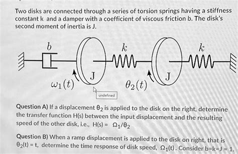 Solved Please Show Steps Two Disks Are Connected Through A Series Of Torsion Springs Having A