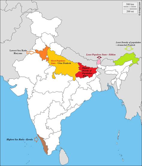 India Map Population Density Sex Ratio Census Annual Rainfall