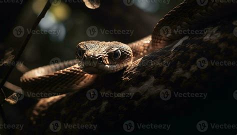 Snake close up portrait reveals its dangerous venomous viper nature ...