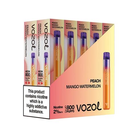 Vozol Neon 800 Vape μιας χρήσης 2ml 2 Mg 800 Puffs Peach Mango