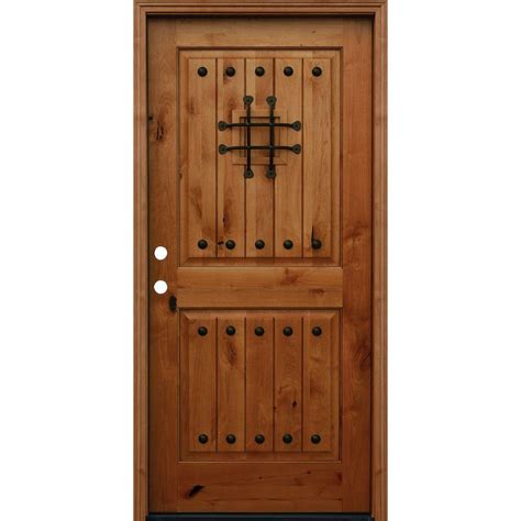 Pacific Entries 36 In X 80 In Rustic 2 Panel Square Top V Grooved