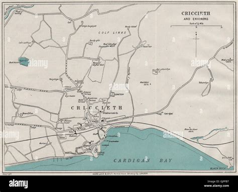 criccieth  environs vintage towncity plan wales ward lock   map stock photo alamy