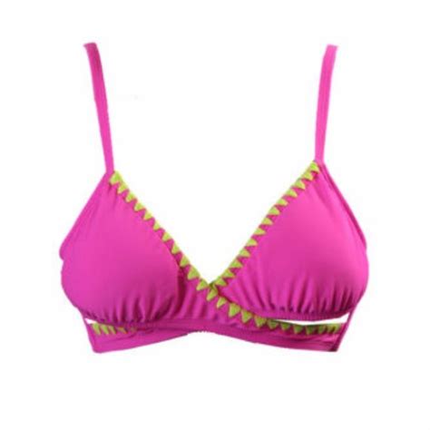 Bikini Nation Swim Bikini Nation Pink Yellow Bikini Cross Top Sm Barbiecore Poshmark