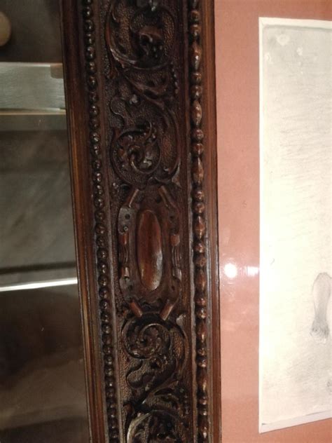 Unknown Florentine Male Nude Academia Drawing Th Century Pencil Paper Carved Frame For Sale