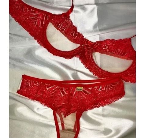 Conjunto Sexy Lingerie Sem Bojo Aro Tule Transparente Parcelamento Sem Juros