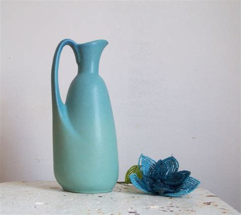 Vintage Van Briggle Pottery Pitcher Ewer Matte Turquoise Blue
