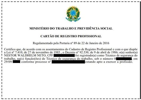 Como fazer o registro do Técnico em Segurança do Trabalho