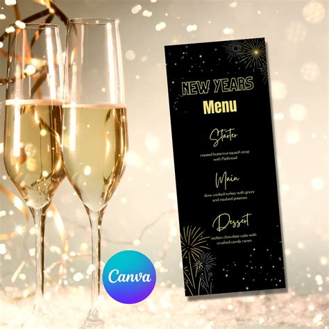 New Year's Eve | New Year's Eve Menu | New Year's Eve Menu Template