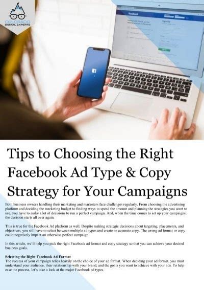 Tips To Choosing The Right Facebook Ad Type And Copy Strategy For Your