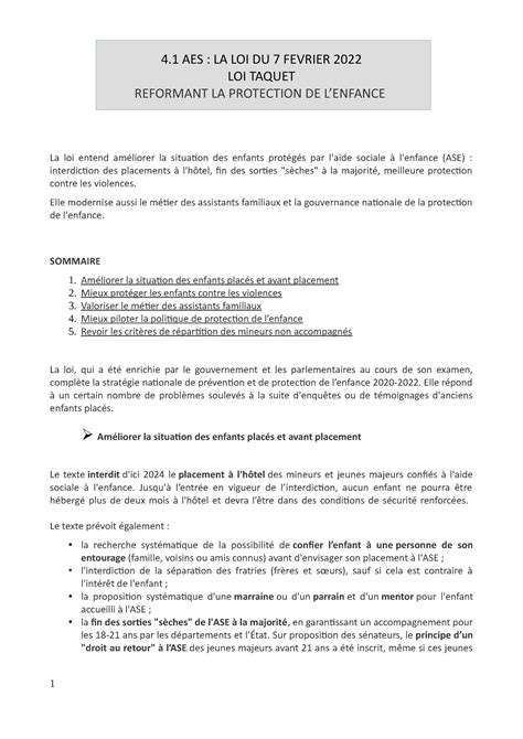 Loi taquet 2022 Résumé Droit de l éducation et de la formation 4