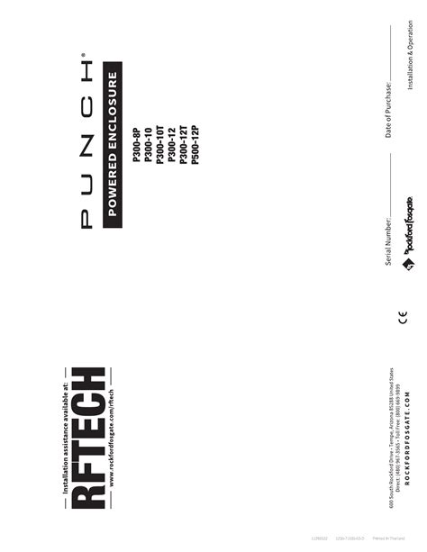 User Manual Rockford Fosgate Punch P English Pages