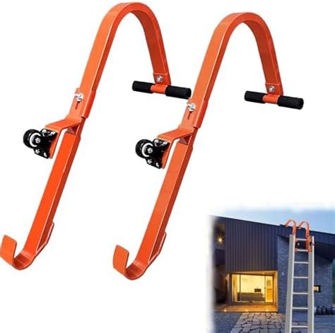 Heavy Duty Ladder Roof Hook With Wheel Rubber Grip T Bar Extension