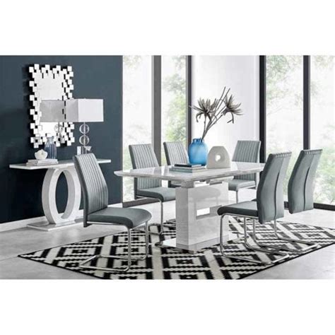 Furniture Box Arezzo Large Extending Dining Table And 6 X Grey Lorenzo Chairs Robert Dyas