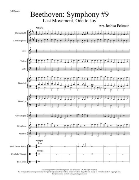 Beethoven Symphony 9 “ode To Joy” Arrangethat