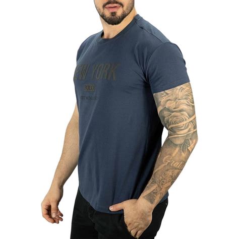 Camiseta Rl New York Chumbo Roupas Camisetas Gola Redonda Outlet