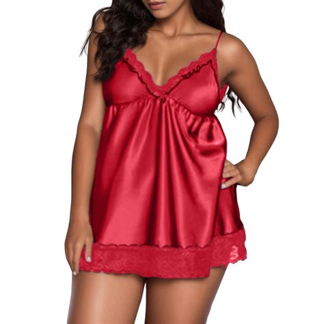 Zmhegw Women S Lace Bralette Panty Lingerie Set Pajama Set Solid Red