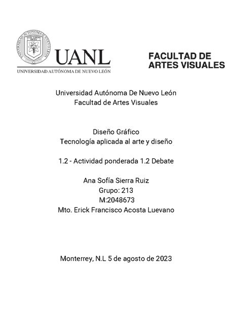 Actividad 1.2 Debate - Universidad AutÛnoma De Nuevo LeÛn Facultad de